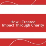 How I Created Impact Through Charity