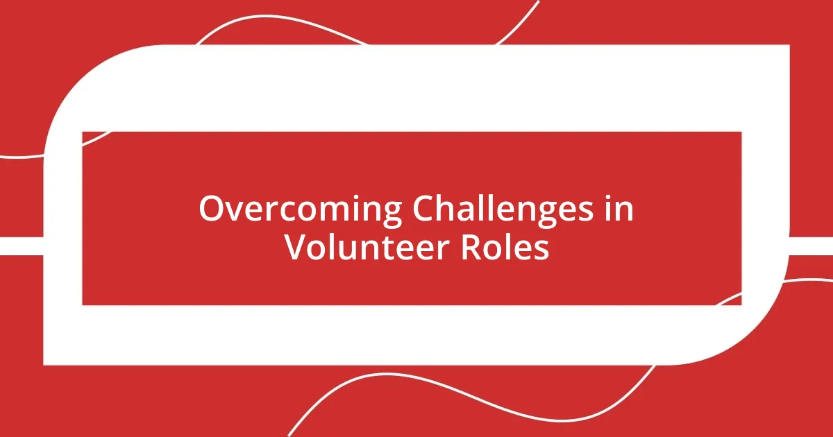 Overcoming Challenges in Volunteer Roles